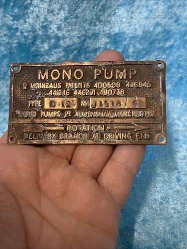 Vintage mono pump plate - mono,